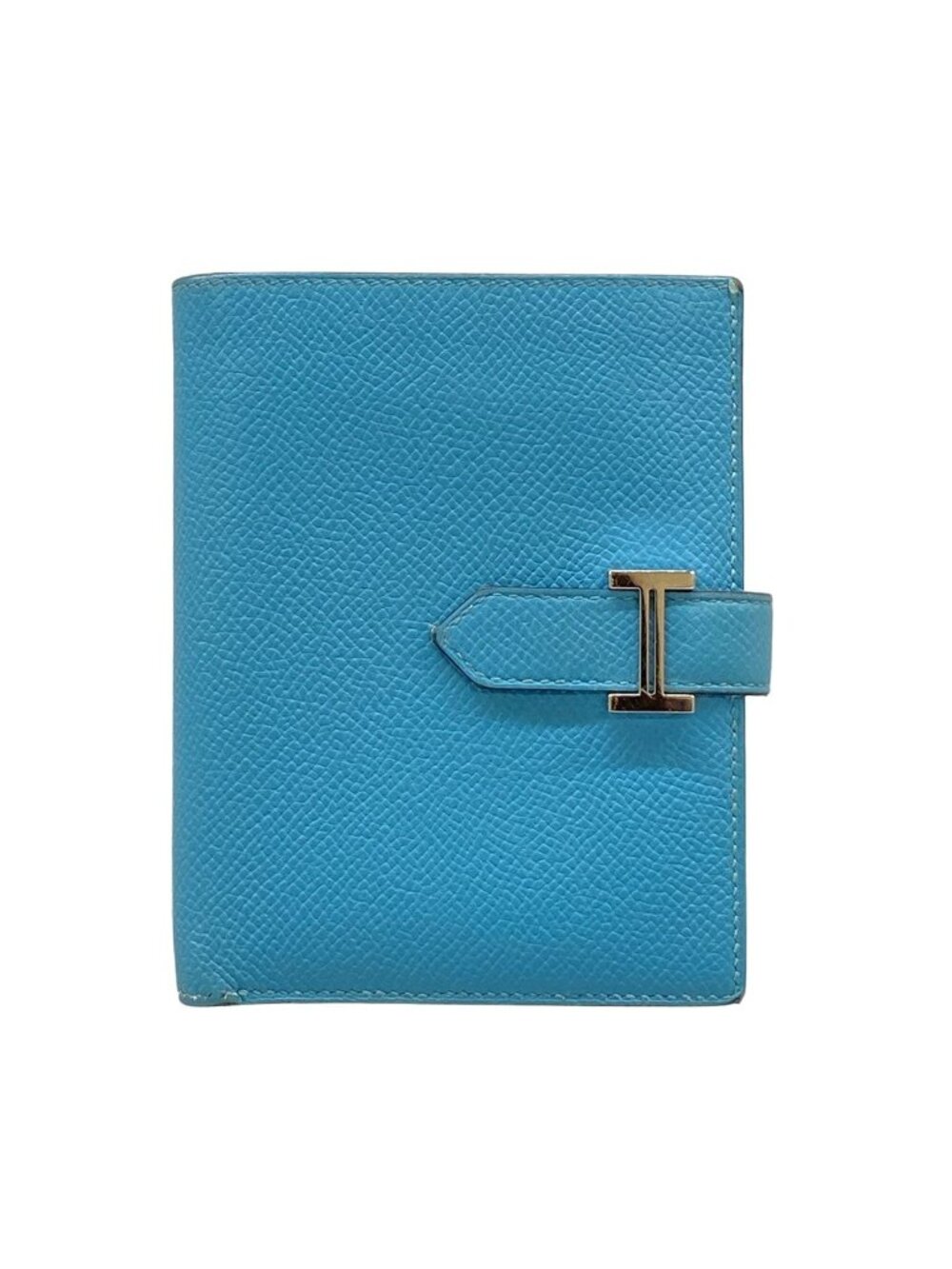 Hermes Bifold Wallet Bearn Compact Blue Jean Silver